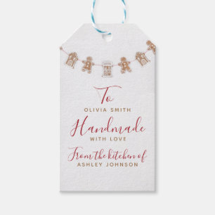 GINGERBREAD Red Handmade With Love To NAME Gift Tags