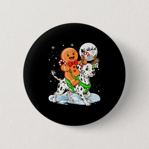 Gingerbread Ridding Dalmatian Reindeer Christmas B 6 Cm Round Badge