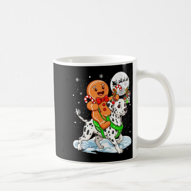 Gingerbread Ridding Dalmatian Reindeer Christmas B Coffee Mug (Right)