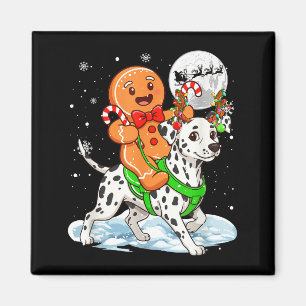 Gingerbread Ridding Dalmatian Reindeer Christmas B Magnet