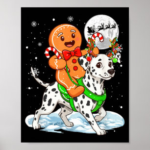 Gingerbread Ridding Dalmatian Reindeer Christmas B Poster