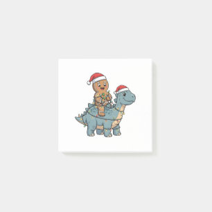 Gingerbread Riding A Dinosaur Santa Christmas Post-it Notes