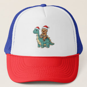 Gingerbread Riding A Dinosaur Santa Christmas  Trucker Hat