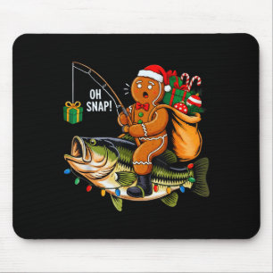 Gingerbread Riding B Fish Christmas Fishing Xmas P Mouse Mat