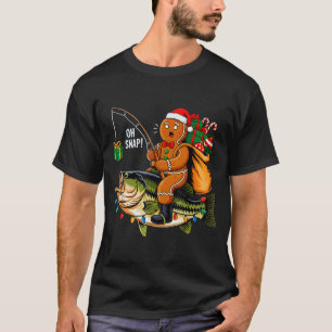 Gingerbread Riding B Fish Christmas Fishing Xmas P T-Shirt