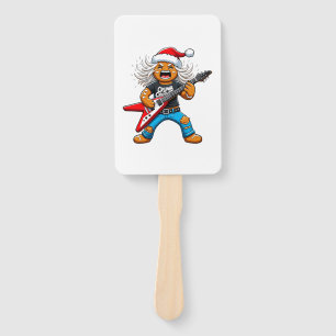 Gingerbread Rock Guitar Christmas 2026 Holiday   Hand Fan