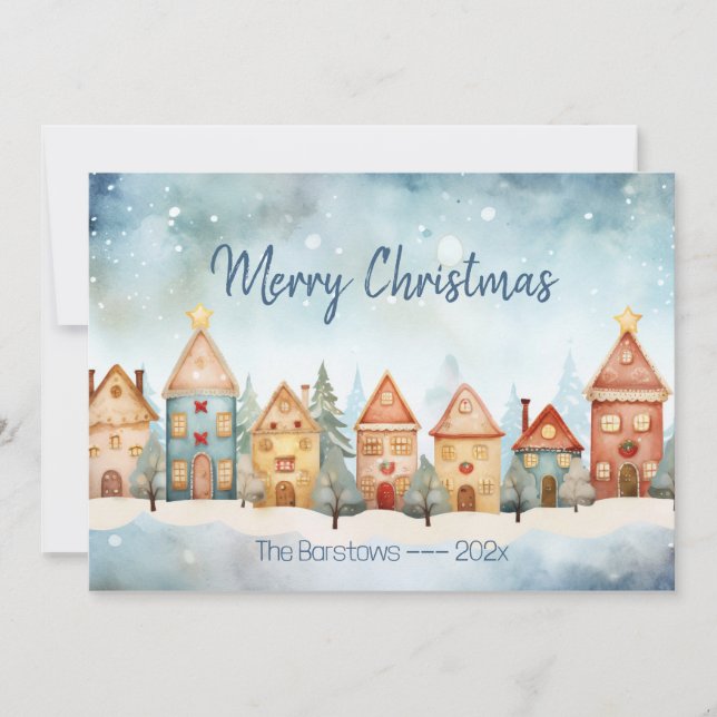Gingerbread Row Houses Christmas Card (Front)