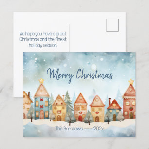 Gingerbread Row Houses Christmas Postcard