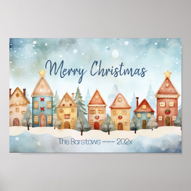Gingerbread Row Houses Christmas Poster (Front)