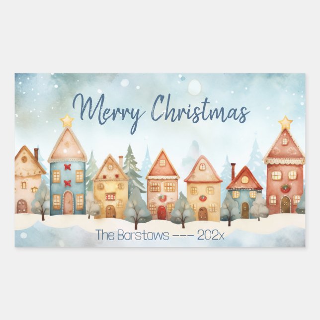 Gingerbread Row Houses Christmas Sticker (Front)