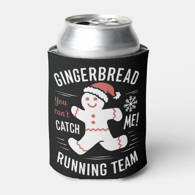 Gingerbread Running Team Christmas Humour Can Cooler (Can Front)