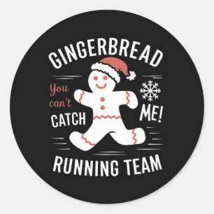 Gingerbread Running Team Christmas Humour Classic Round Sticker