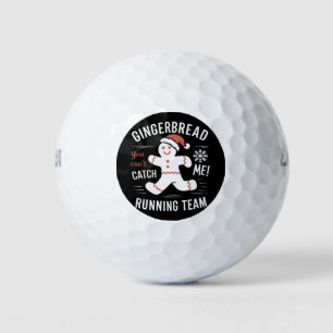 Gingerbread Running Team Christmas Humour Golf Balls