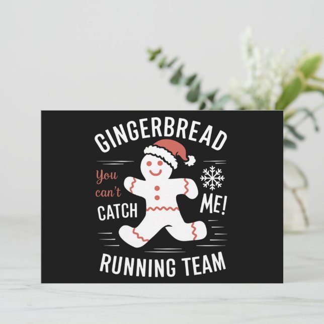 Gingerbread Running Team Christmas Humour Holiday Card (Standing Front)
