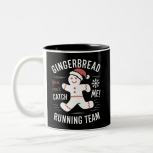 Gingerbread Running Team Christmas Humour Two-Tone Coffee Mug