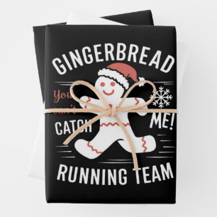 Gingerbread Running Team Christmas Humour Wrapping Paper Sheet