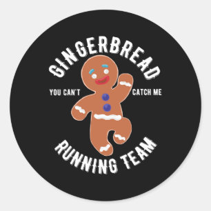 Gingerbread Running Team Fun Gingerbread Christmas Classic Round Sticker
