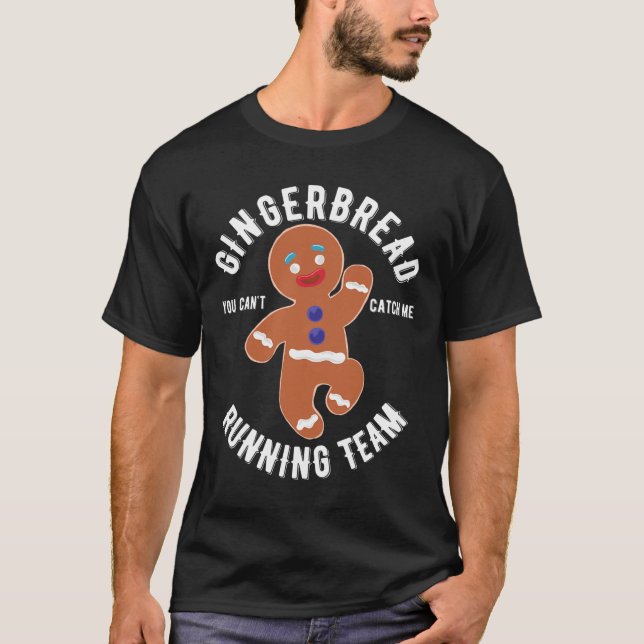 Gingerbread Running Team Fun Gingerbread Christmas T-Shirt (Front)