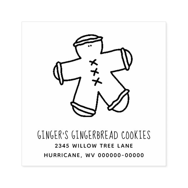 Gingerbread  Rustic Business|Family Name Address   Rubber Stamp (Imprint)