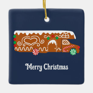 Gingerbread RV Class C Camper Photo Christmas Ceramic Ornament