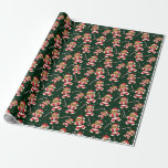 Gingerbread Santa Candy Cane Christmas Wrapping Paper<br><div class="desc">Wrapping Paper with a smiling gingerbread Santa and candy cane pattern. This Christmas wrapping paper has a red,  green,  and white colour scheme.</div>