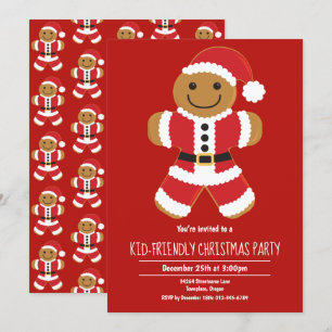 Gingerbread Santa Christmas Party Invitation