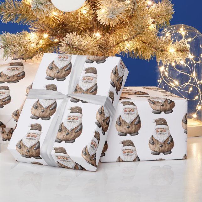 Gingerbread Santa Claus Christmas Wrapping Paper (Holidays)