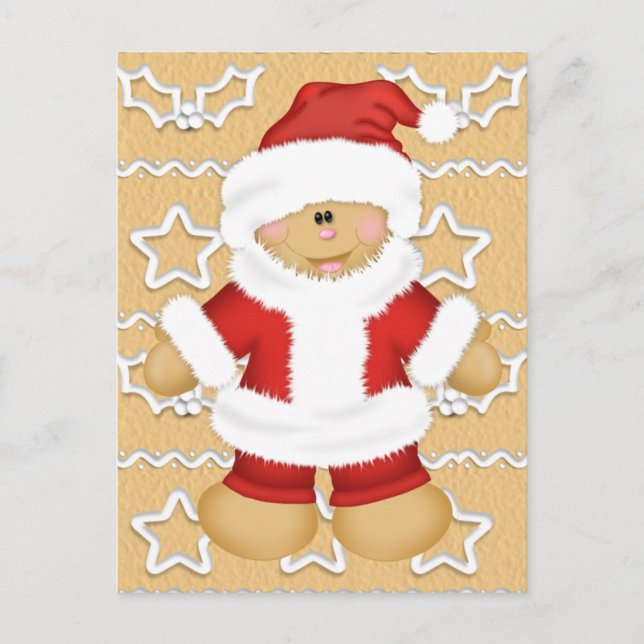 Gingerbread Santa Claus Holiday Postcard (Front)