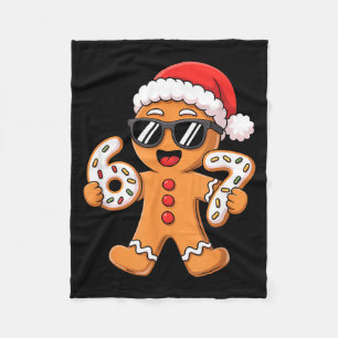 Gingerbread Santa With Sungles Holding 67 Cookies  Fleece Blanket