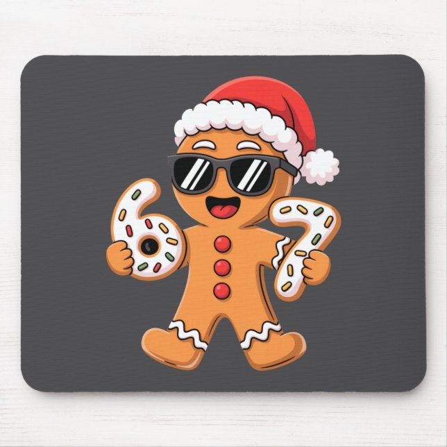 Gingerbread Santa With Sungles Holding 67 Cookies  Mouse Mat (Front)