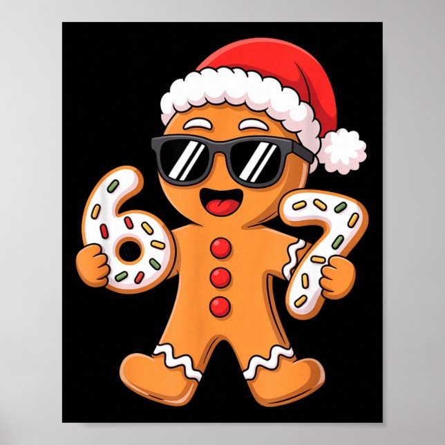 Gingerbread Santa With Sungles Holding 67 Cookies  Poster (Front)