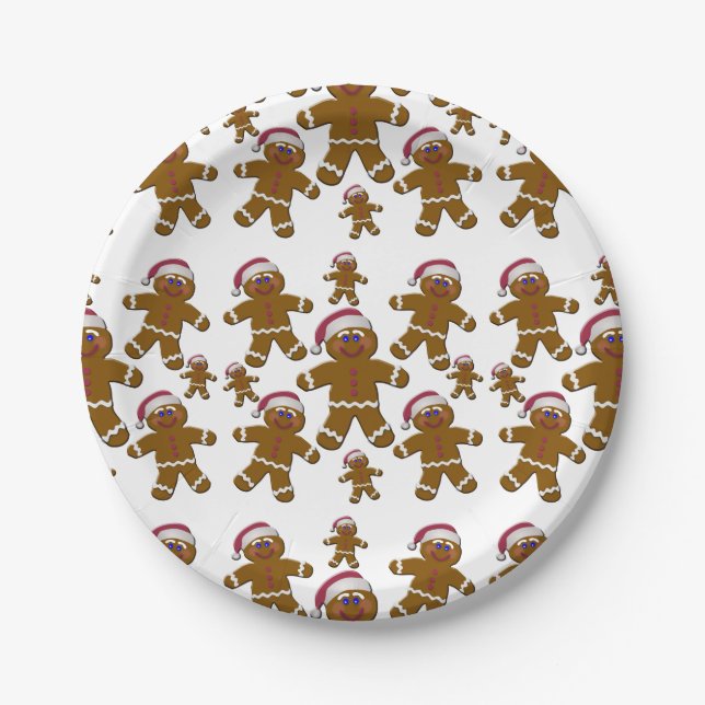 Gingerbread Santas Paper Plate (Front)