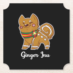 Gingerbread shiba inu Dog gift for christmas Paper Coaster