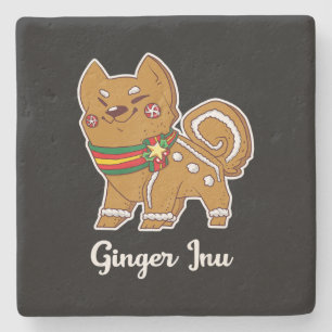Gingerbread shiba inu Dog gift for christmas Stone Coaster
