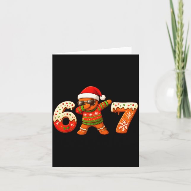 Gingerbread Six Seven 67 Ice Cream Drip Christmas  Card (Front)