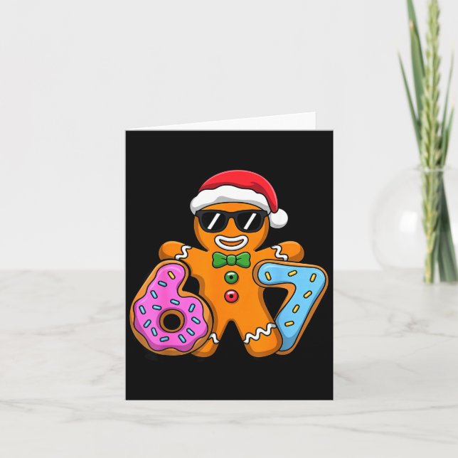 Gingerbread Six Seven 67 Ice Cream Drip Christmas  Card (Front)