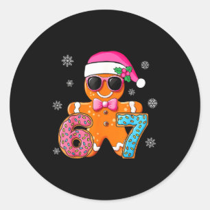 Gingerbread Six Seven 67 Meme 6 7 Funny Christmas Classic Round Sticker