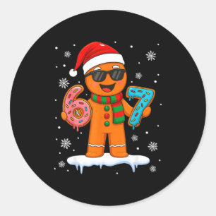 Gingerbread Six Seven 67 Meme 6 7 Funny Christmas Classic Round Sticker