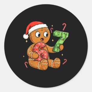 Gingerbread Six Seven 67 Meme 6 7 Funny Christmas Classic Round Sticker