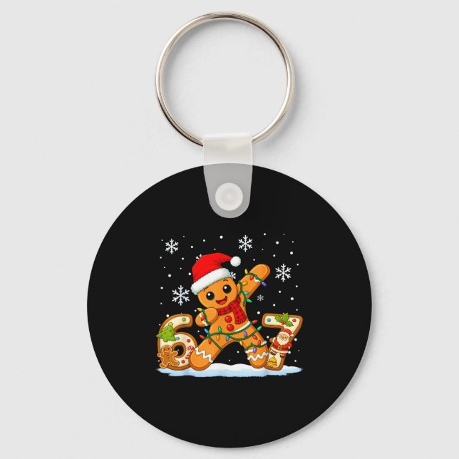 Gingerbread Six Seven 67 Meme 6 7 Funny Christmas  Key Ring (Front)