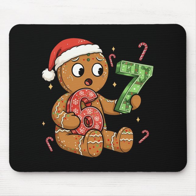 Gingerbread Six Seven 67 Meme 6 7 Funny Christmas  Mouse Mat (Front)