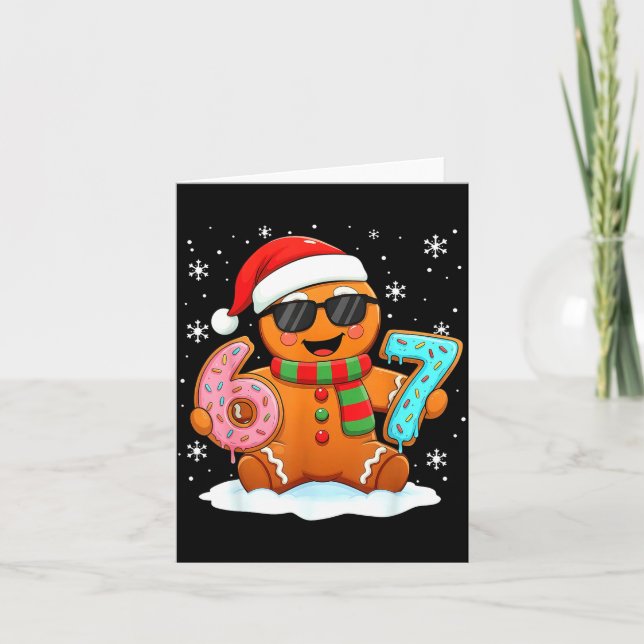 Gingerbread Six Seven Bruh Funny Christmas Meme Si Card (Front)