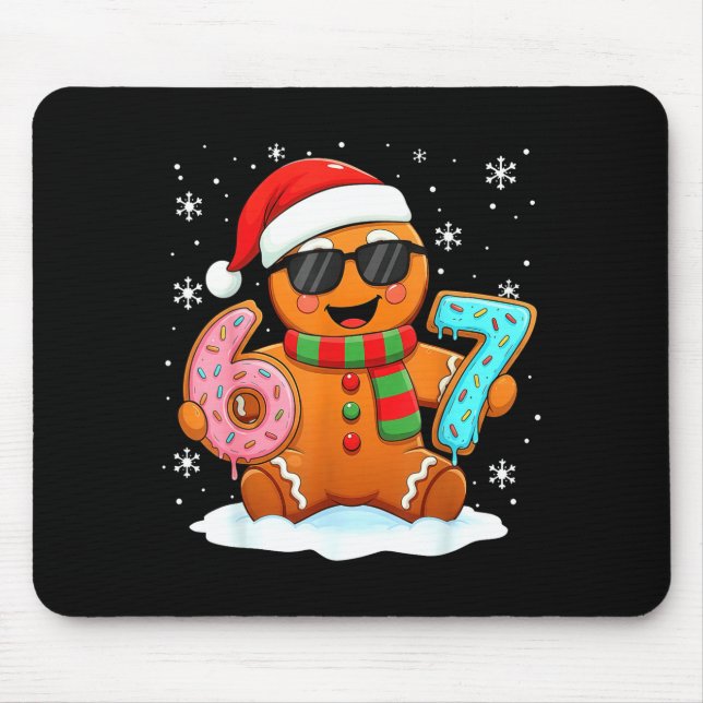 Gingerbread Six Seven Bruh Funny Christmas Meme Si Mouse Mat (Front)