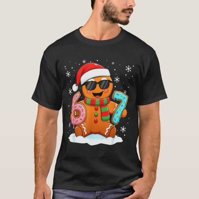 Gingerbread Six Seven Bruh Funny Christmas Meme Si T-Shirt (Front)
