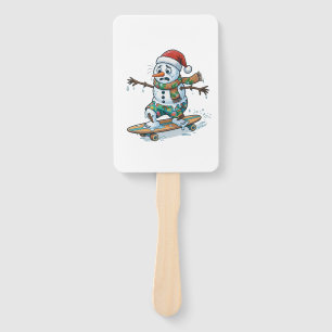 Gingerbread Skateboarder Christmas 2026 Holiday Hand Fan