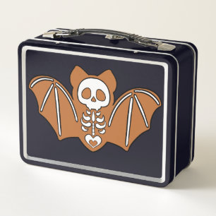 Gingerbread Skeleton Bat Metal Lunch Box