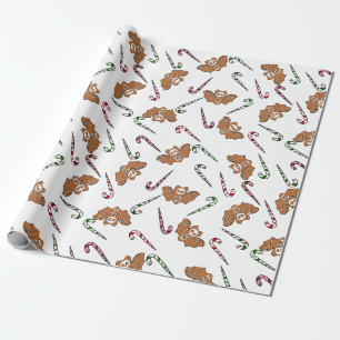 Gingerbread Skeleton Bat Wrapping Paper