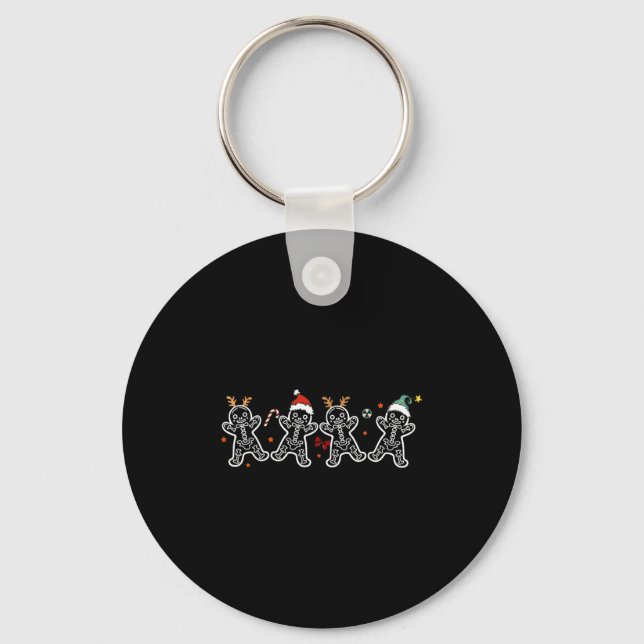 Gingerbread Skeleton Christmas Radiology Shir Xray Key Ring (Front)