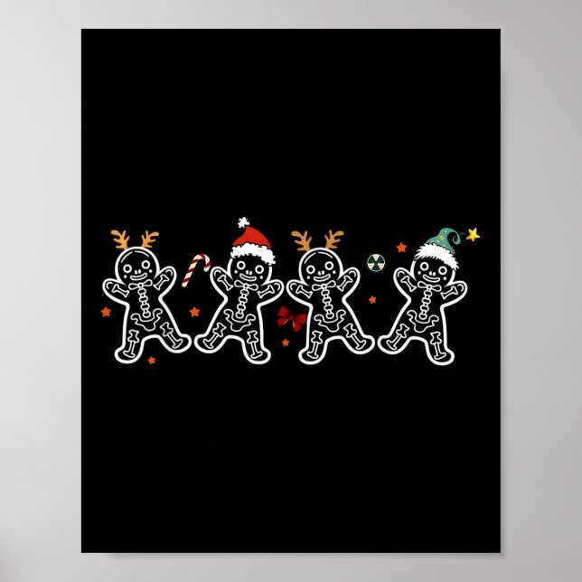 Gingerbread Skeleton Christmas Radiology Shir Xray Poster (Front)