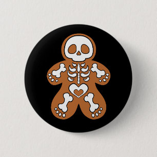 Gingerbread Skeleton Man 6 Cm Round Badge